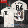 Texas Rangers x Freddy Krueger A Nightmare on Elm Street Halloween with World Series Trophy Custom Baseball Jersey Cream
