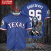Texas Rangers x Ghostface Scream Halloween Halloween with World Series Trophy Custom Baseball Jersey Royal