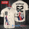 Texas Rangers x Marvel Spiderman with Trophy Custom Baseball Jersey Cream