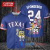 Texas Rangers x SpongeBob SquarePants with Trophy Custom Baseball Jersey Royal