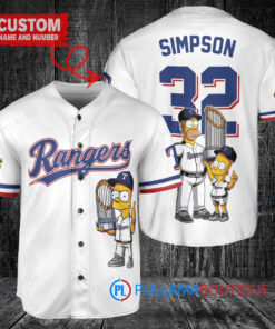 Texas Rangers x The Simpsons Baseball Jersey White - Bart, Homer, Lisa Trophy