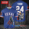 Texas Rangers x Thor Marvel with Trophy Custom Baseball Jersey Royal