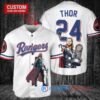 Texas Rangers x Thor Marvel with Trophy Custom Baseball Jersey White