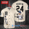 Texas Rangers x Vegeta Super Saiyan Dragon Ball Z with Trophy Custom Baseball Jersey Cream
